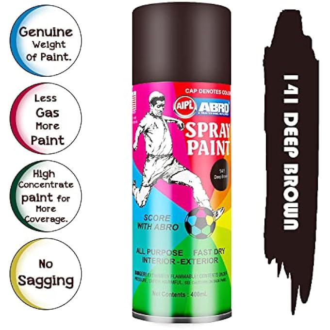 Abro SP-141 MULTIPURPOSE COLOUR SPRAY PAINT CAN FOR CARS AND BIKES (400ML, DEEP BROWN, 2 PCS) - Image 3